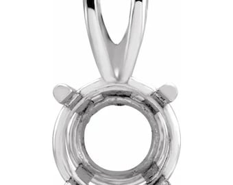 Round pre-notched basket solitaire pendant mounting, in 925 Sterling Silver or 14k Gold,  choose your size and gold metal.