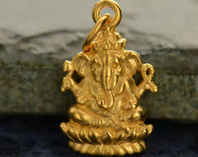 Gold Charms - Ganesh with 24K Gold Plate 20x10mm