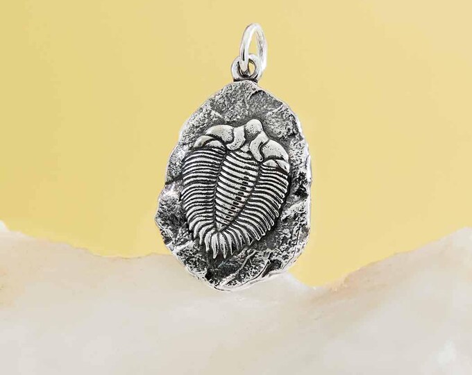 Sterling Silver Trilobite Fossil Pendant 24x14mm