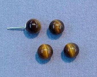 Tigereye half-drilled beads, select your size. sold in pairs only.