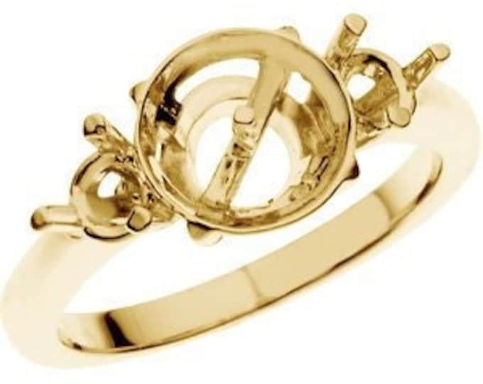 Pearl ring mounting for 5 sizes of pearls, and accent side stone mounting, choose sterling silver or 14k gold, white gold.
