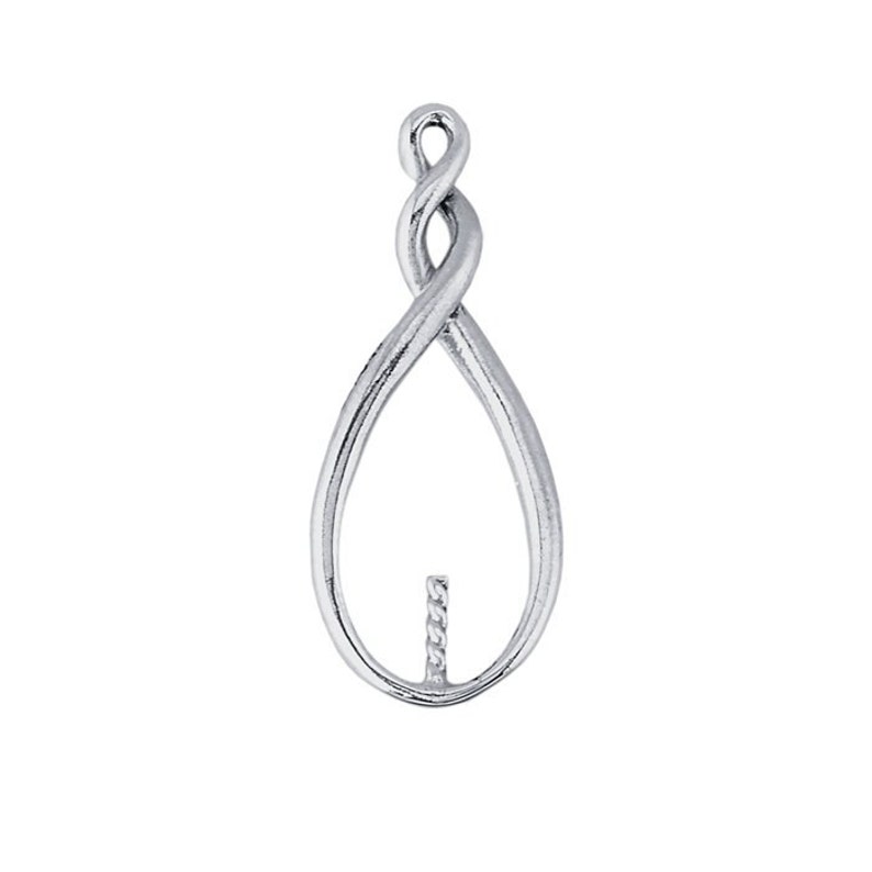 1 sterling Silver Twist Pendant With Peg for Pearl or Bead Etsy