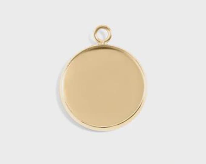 18K Gold PVD or Stainless Steel Cabochon Bezel Pendant Mountings, choose 10mm or 12mm