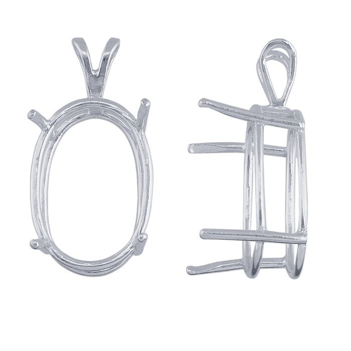 Sterling Silver Oval ReadySet Basket Pendant Mounting, 4Prong