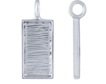 Sterling Silver 21 x 10mm Rectangle Resin Pendant Mounting