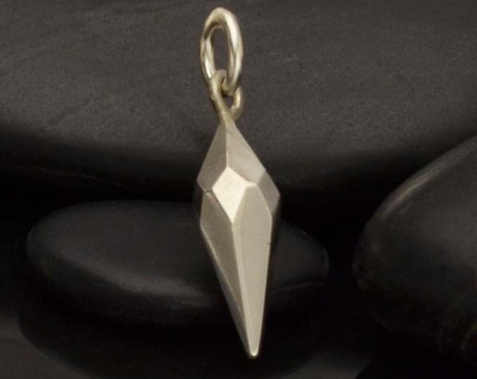 Sterling Silver Small Faceted Spike Charm 21x5mm