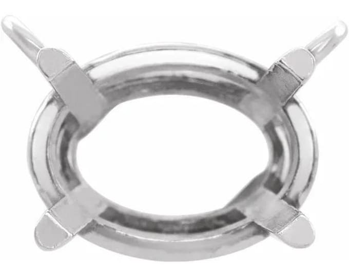 Oval 4-prong basket necklace center, choose your size and metal