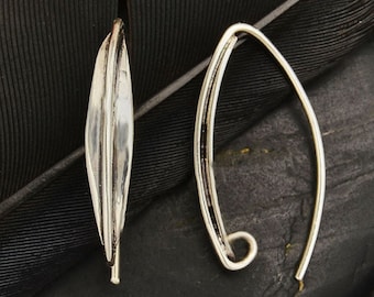 Sterling Silver Earring Hook with Long Almond Shape
