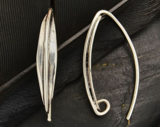 Sterling Silver Earring Hook with Long Almond Shape