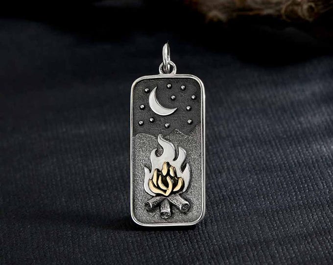 Mixed Metal Campfire under the Moon Charm