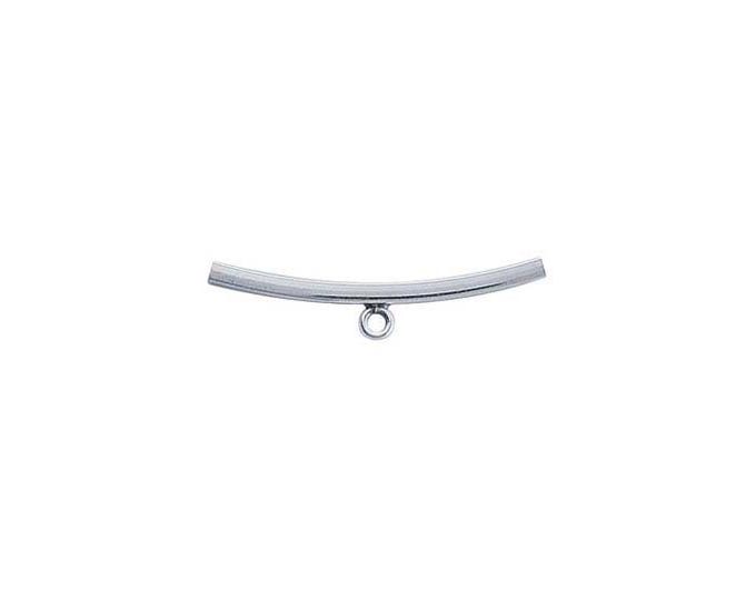 Sterling Silver 25.7 x 1.8mm Curved Square Tube Bead with Ring