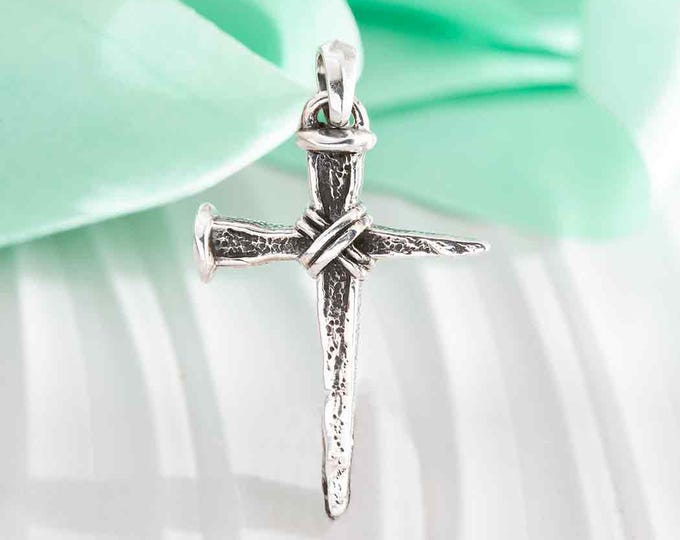 Sterling Silver Stake Cross Pendant 37x22mm