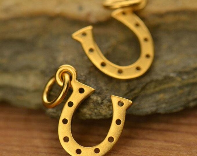 Gold Charms - Small Horseshoe with 24K Gold Plate 16x10mm