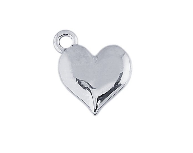 Sterling Silver Heart Charm, select your size