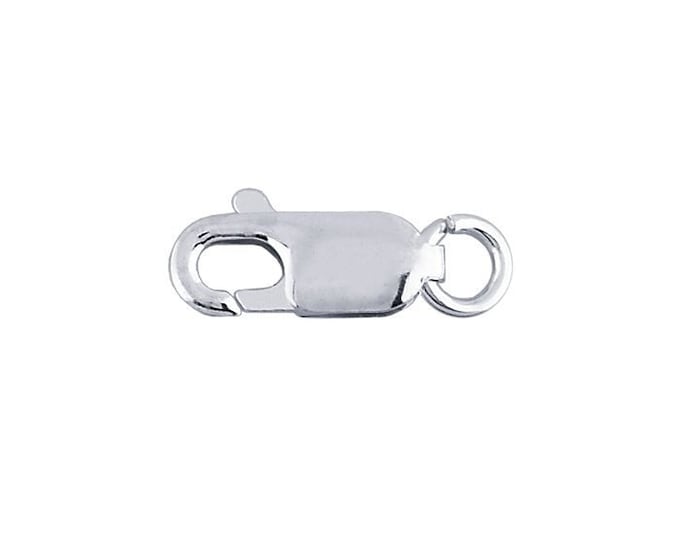 Sterling Silver Oval Lobster Clasp with Open Ring - Jewelry Making Supplies, choose your size
