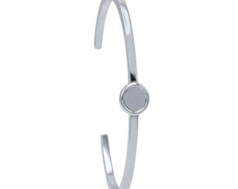 Round Cuff Bracelet Mounting in 925 Sterling Silver, in 3 setting sizes available