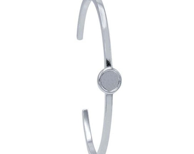 Round Cuff Bracelet Mounting in 925 Sterling Silver, in 3 setting sizes available