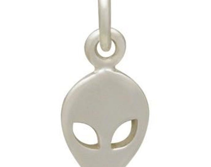 Sterling Silver Alien Charm - Flat 14x6mm