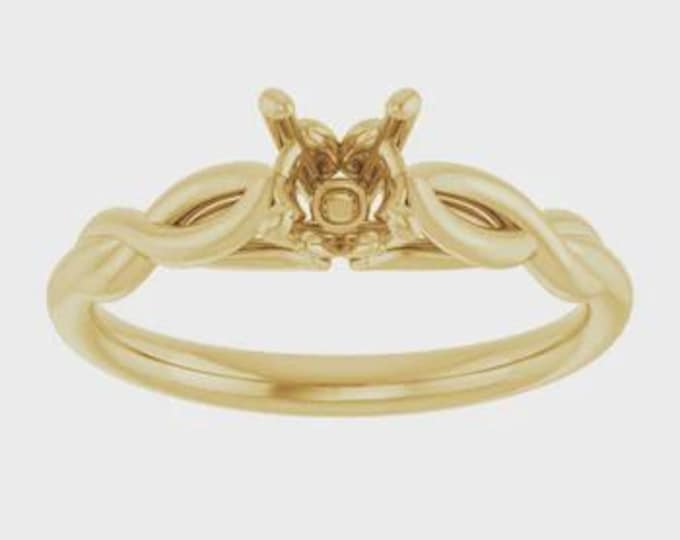 14K Gold Solitaire Engagement Ring Mounting - Round Stone Setting