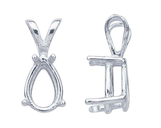 Sterling silver pear readyset™ basket pendant mounting, 4-prong, different sizes available
