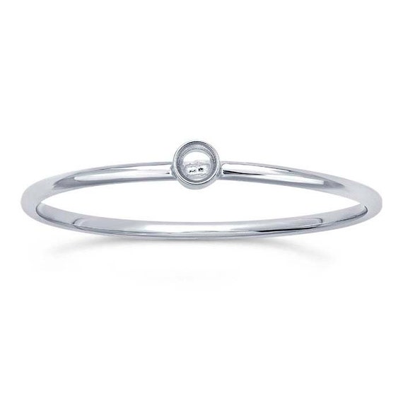 Ring Blank, 14K White Gold 2mm Round Bezel Ring Mountings