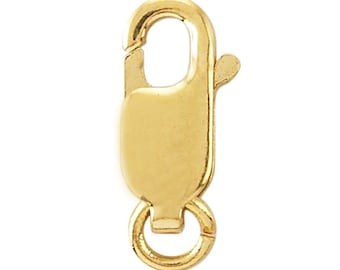 14K Yellow or White Gold Oval Lobster Clasp w/ Ring, choose your  size.