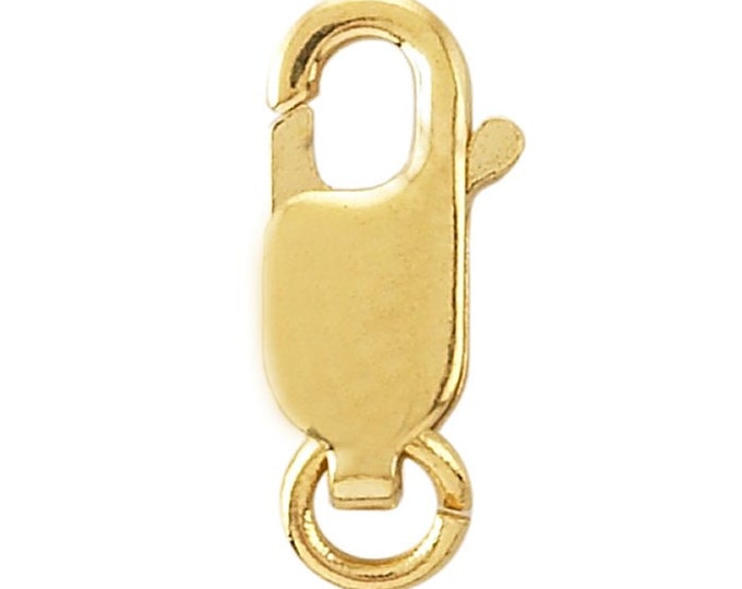 14K Yellow or White Gold Oval Lobster Clasp w/ Ring, choose your  size.