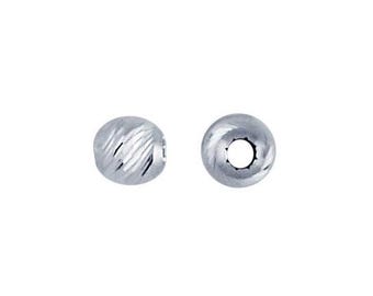 Sterling Silver Round Multi-Cut Bead in 3, 4, and 6mm, sold in pairs