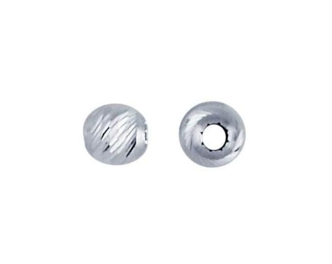 Sterling Silver Round Multi-Cut Bead in 3, 4, and 6mm, sold in pairs