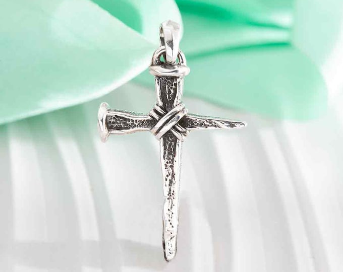Sterling Silver Stake Cross Pendant 37x22mm