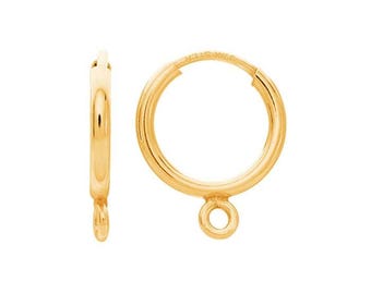 Endless Hoop Earring with Closed Ring in 14/20 Yellow Gold-Filled , choose your size