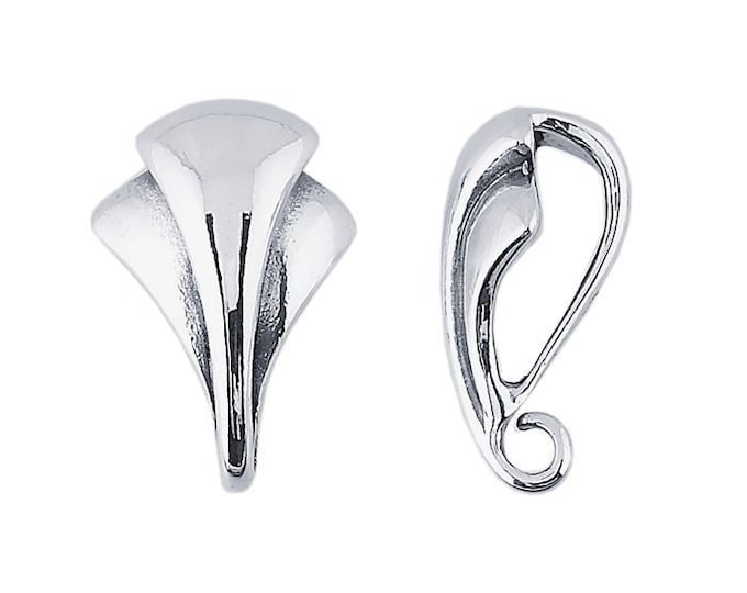 Sterling Silver Fluted Pendant Bail with Ring