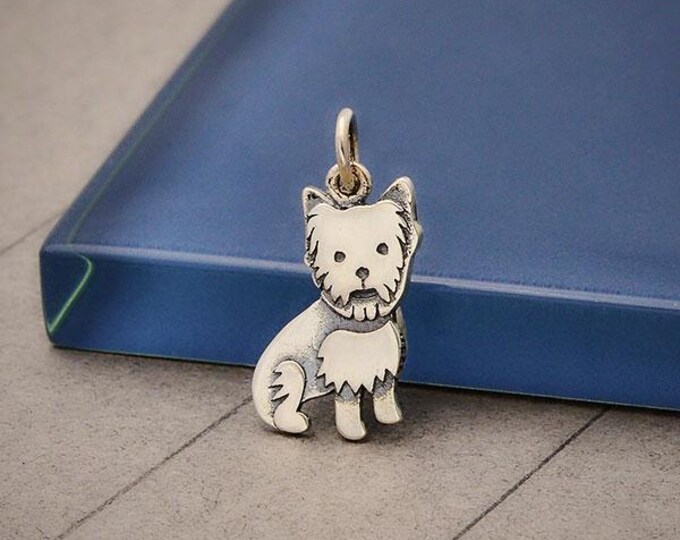 Sterling Silver Yorkie Dog Charm 20x10mm