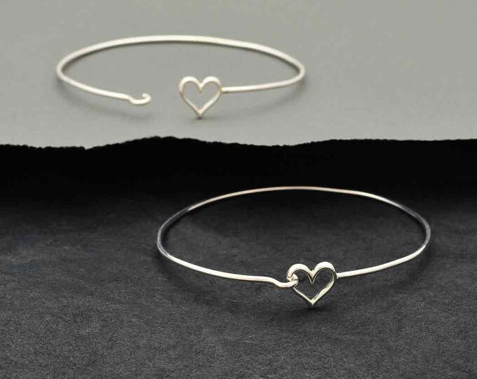 Sterling Silver Heart Hook and Eye Bracelet