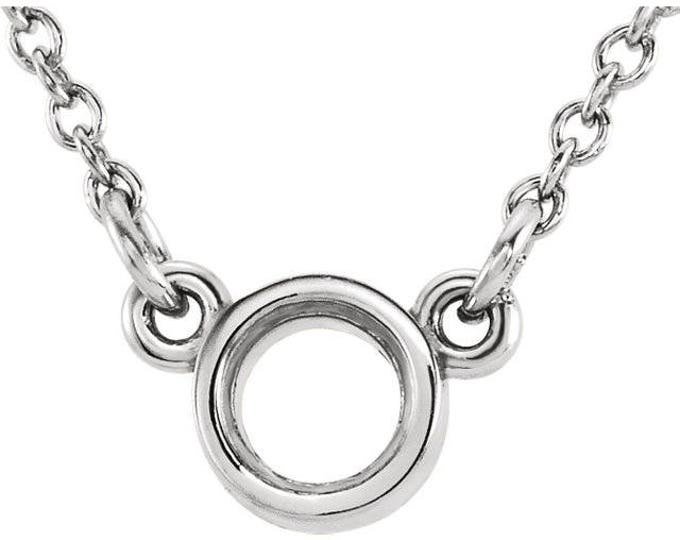 Round Bezel 18" Necklace Mounting, your choice in Sterling Silver, or 14k Gold- rose, yellow or white