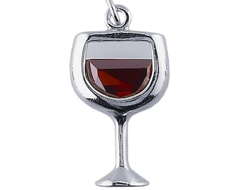 Sterling Silver Red Wine Glass Charm