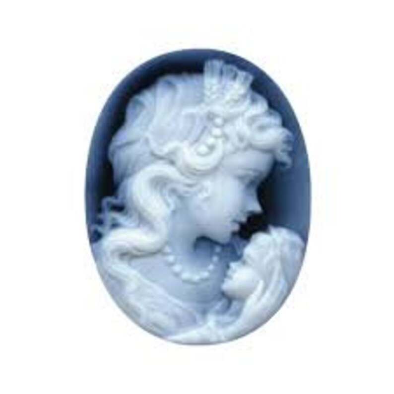 Oval Two-Layer Black Agate Mother & Child Cameo, different sizes available. image 1