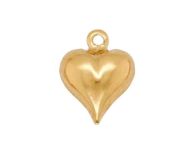 Yellow Gold-Filled Heart Charm, 13x10mm