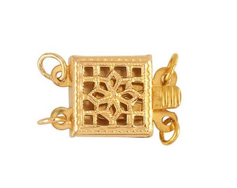 14/20 Yellow Gold-Filled Filigree Box Safety Clasp, 2-Strand