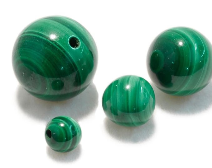 Malachite half-drilled beads, select your size. sold as single bead.