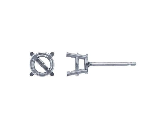 14k white or yellow gold round pre-notched tapered basket post earring mounting with or without backs