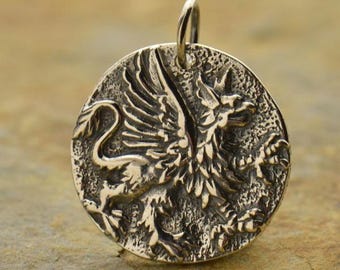 Bronze Ancient Coin Charm - Griffin 22x18mm