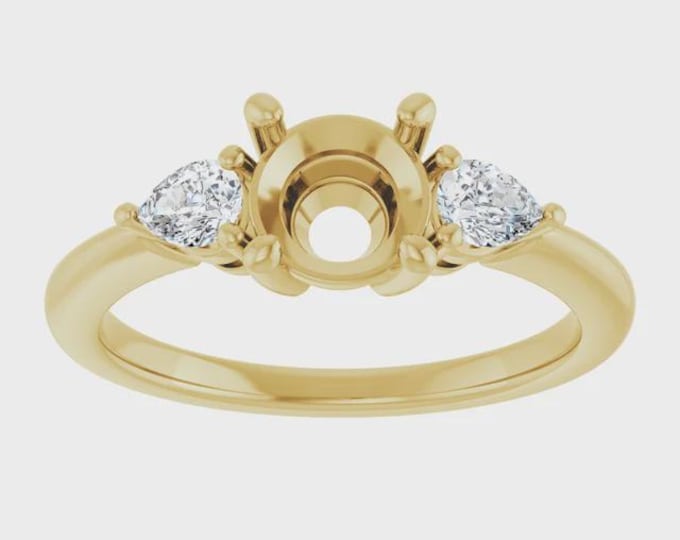 Engagement Ring, Semi Mount in 14k Gold, choose round, oval, or marquise setting