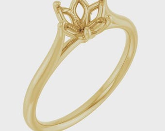 6.5 mm Round Engagement Ring Mounting in 10k or 14k Gold