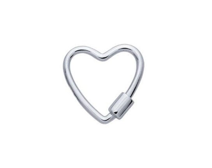 Sterling silver 17mm heart carabiner clasp