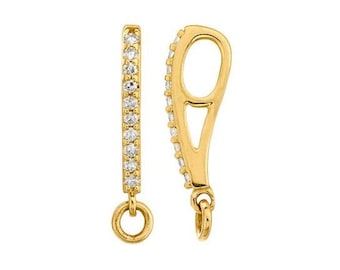 14K Gold Diamond-Set Pendant Bail with Ring, choose yellow or white gold