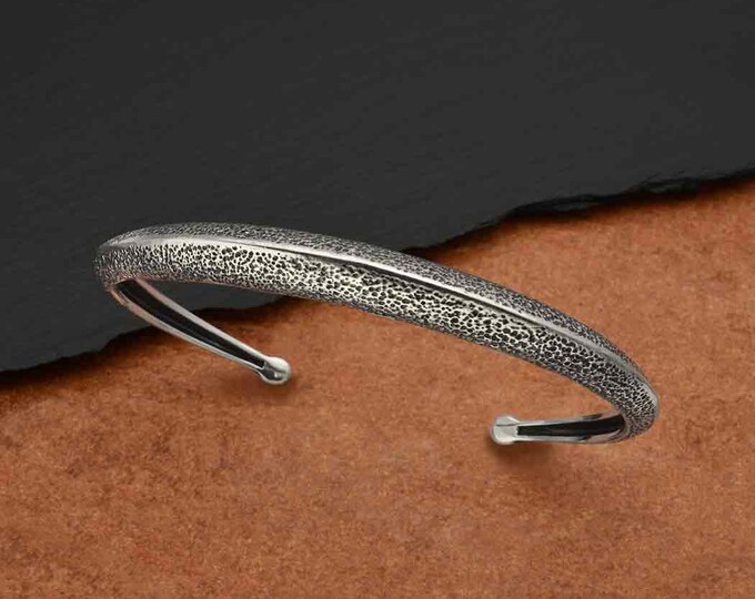 Sterling Silver Ridged Bracelet with Texture