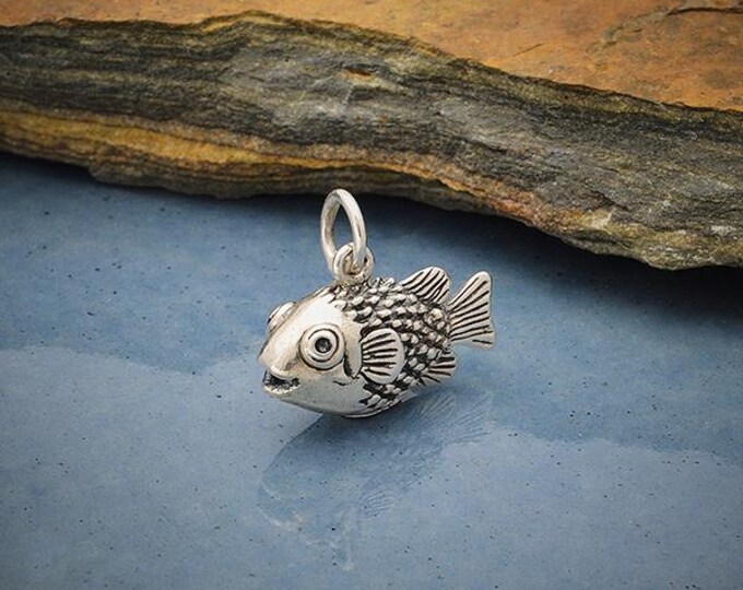 Sterling Silver Puffer Fish Charm
