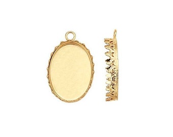 12/20 Yellow Gold-Filled Oval Gallery Wire Cabochon  Mounting, 2 sizes available