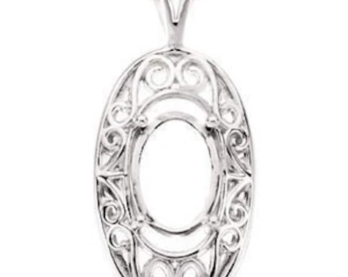 14k oval pendant mounting, available in white, yellow, rose gold, and sterling silver on request. choose your mounting size